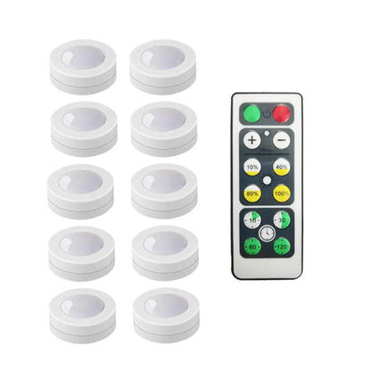 Battery Operated Remote Control Under Cabinet Led Puck Light (White) - Lumaz