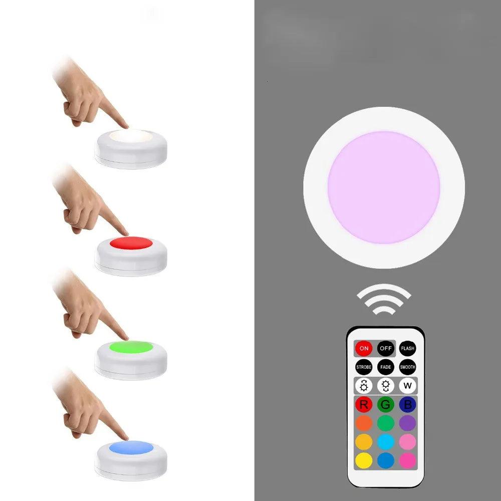 RGBW Dimmable Battery Operated Touch Sensor Under Cabinet Led Puck Lights - Lumaz