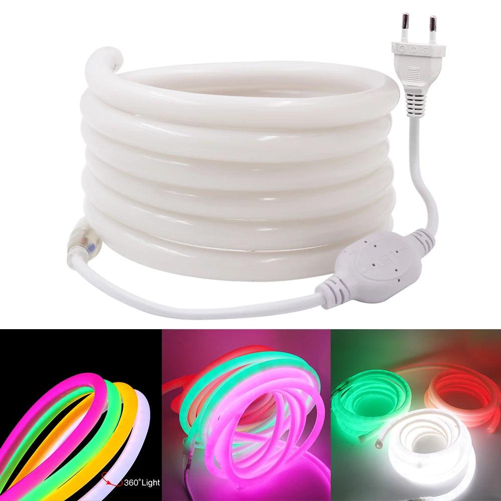 220V IP67 Waterproof 360 Round Neon Led Strip Light With SMD 2835 Tube Flexible Rope Lights - Lumaz