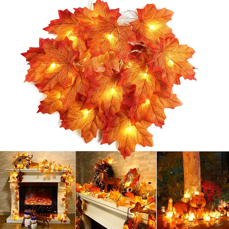 2/3/6M USB/Battery Operated Artificial Maple Leaves LED String Lights Christmas Garland Lights - Lumaz