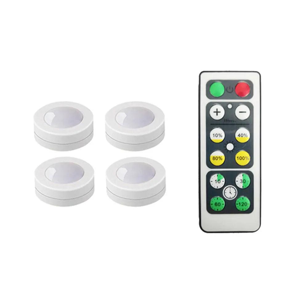 Battery Operated Remote Control Under Cabinet Led Puck Light (White) - Lumaz