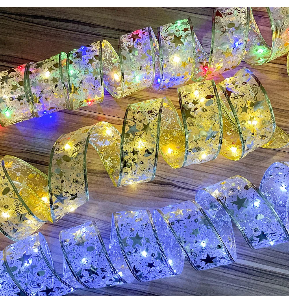 Fairy LED Christmas Lights, Christmas Ribbon Copper Wire Lights With Battery Powered