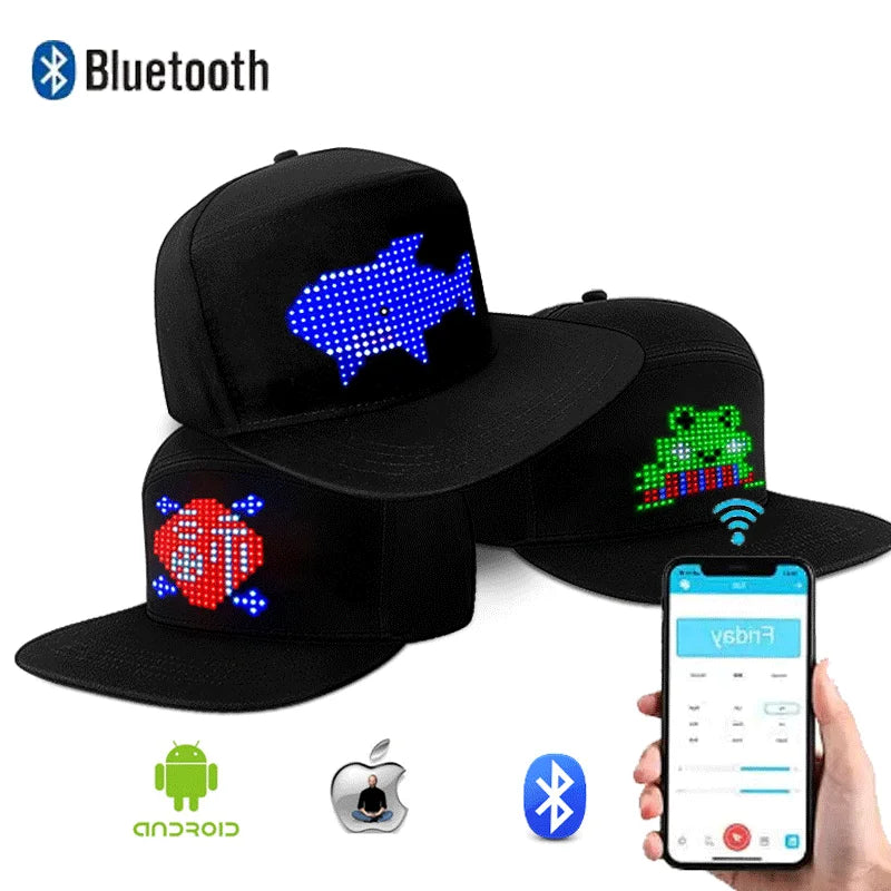 Bluetooth LED Matrix Board Baseball Hat with RGB Programmable Matrix Board - Lumaz