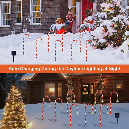 8 Modes Solar Christmas Candy Cane Lights Outdoor Waterproof - Lumaz