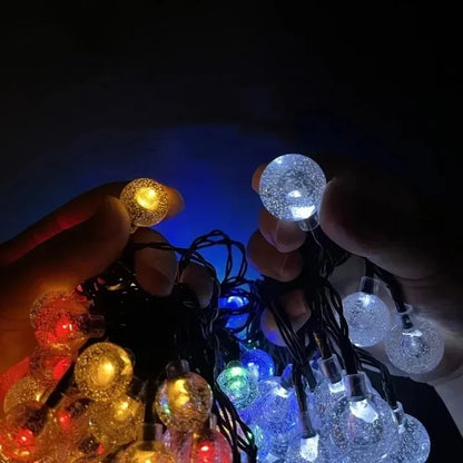 LED Crystal Globe Outdoor String Lights,Solar Christmas Lights 5-22M 200LEDs