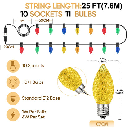 Colorful C7 Led String Lights 110V/220V Street Garland Light Waterproof Shatterproof Outdoor Christmas Decoration - Lumaz