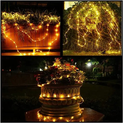 Solar Outdoor Tube Rope Lights, LED Fairy String Lights For Garden Christmas Decoration