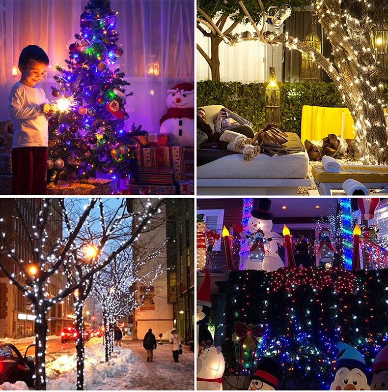 High-Power Solar Outdoor String Lights Leather Christmas Fairy Lights Waterproof