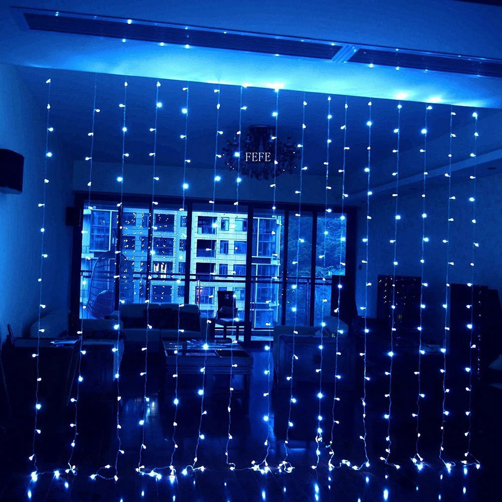 8 Mode LED Curtain Light Connectable Christmas Icicle Lights 3x1/3x2/3x3/6x3m - Lumaz