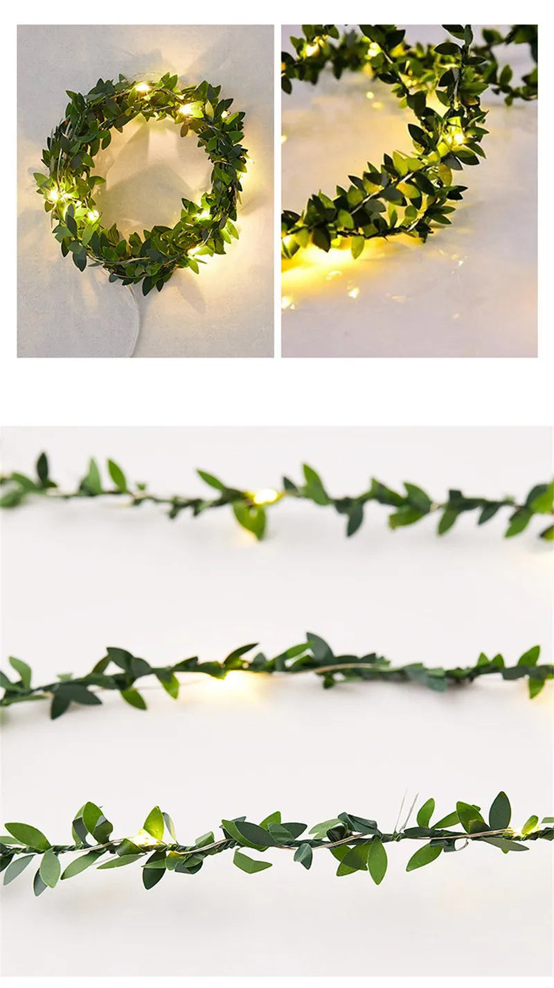 Tiny Leaf LED Copper Wire Fairy String Lights, Outdoor Garland String Lights