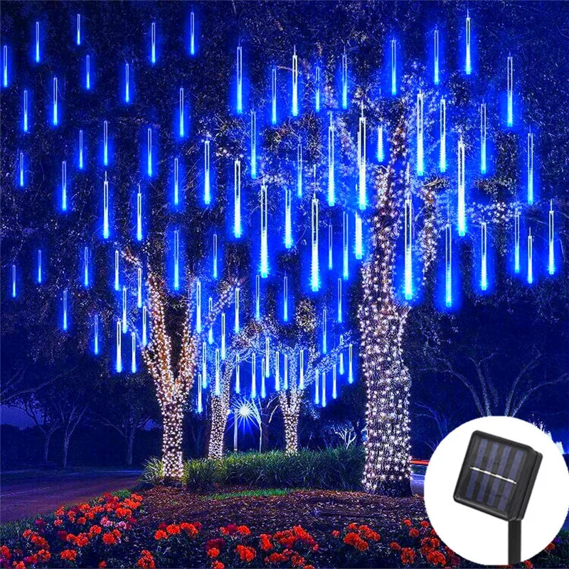 Solar LED Meteor Shower Rain Lights Outdoor String Lights Waterproof Christmas Decoration