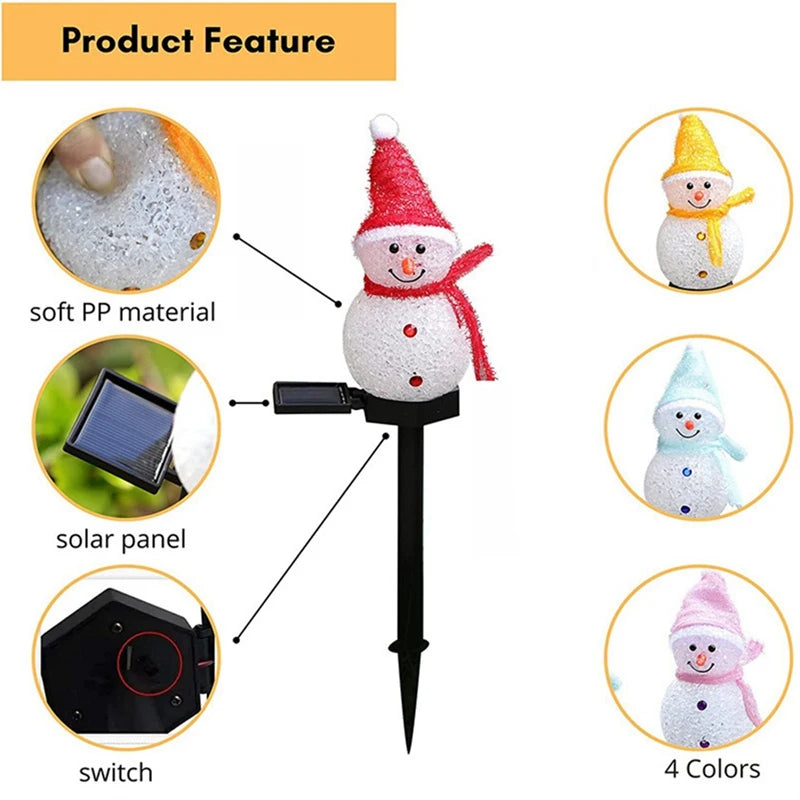 Solar Snowman Christmas Pathway Lights Outdoor Ground Stake Lights - Lumaz