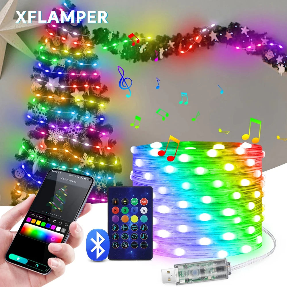 5M/10M/20M USB RGBIC LED Fairy Lights Smart APP Control Christmas String Lights - Lumaz