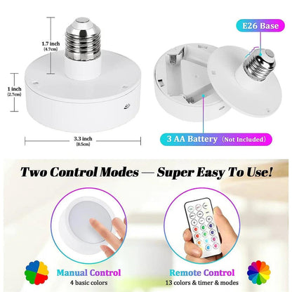 E26/E27 Base RGB Color Remote Control Under Cabinet Led Puck Lights - Lumaz