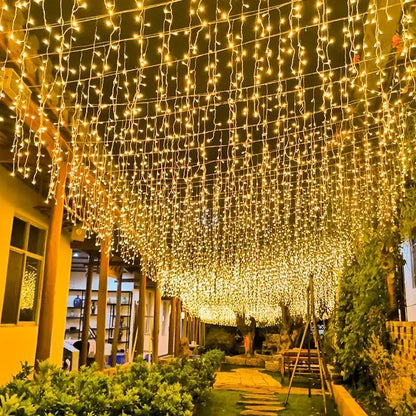 3M 8Mode LED Curtain Icicle String Lights Waterfall Christmas Lights For Street Eaves Patio