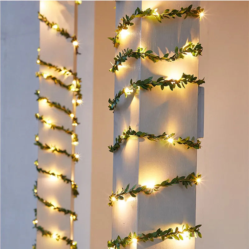 Tiny Leaf LED Copper Wire Fairy String Lights, Outdoor Garland String Lights