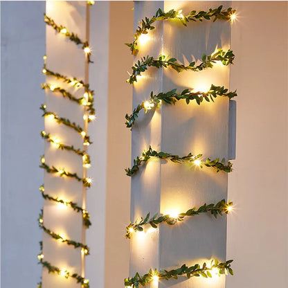 Tiny Leaf LED Copper Wire Fairy String Lights, Outdoor Garland String Lights