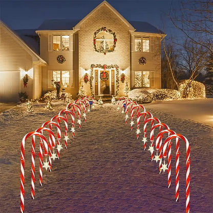 8 Modes Solar Christmas Candy Cane Lights Outdoor Waterproof - Lumaz