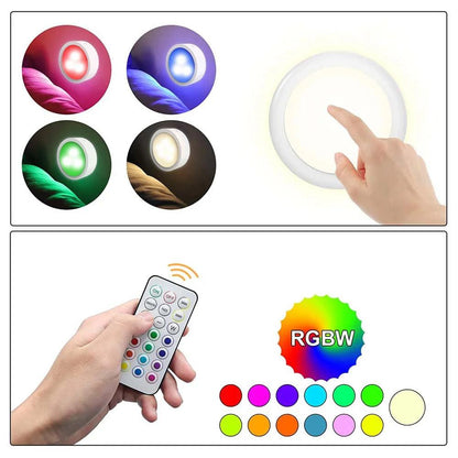 E26/E27 Base RGB Color Remote Control Under Cabinet Led Puck Lights - Lumaz