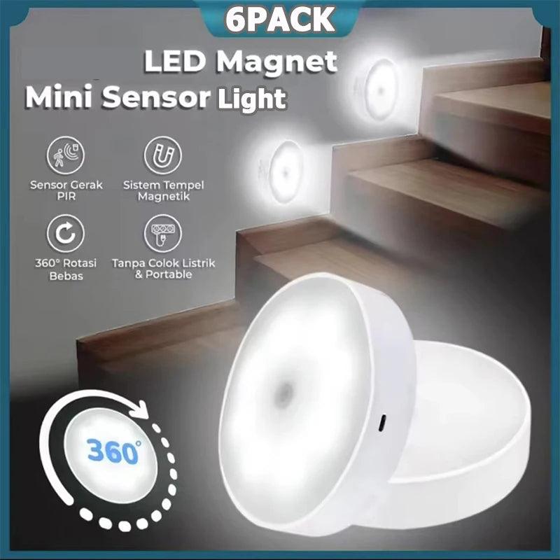 PIR Motion Sensor Battery Operated Magnet Under Cabinet LED Puck Light (White) - Lumaz