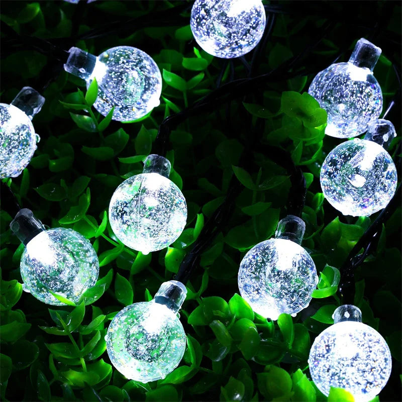 LED Crystal Globe Outdoor String Lights,Solar Christmas Lights 5-22M 200LEDs