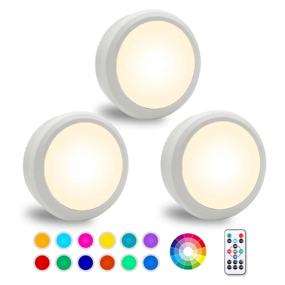 80mm 16-Colors Battery Operated Under Cabinet Led Puck Light - Lumaz