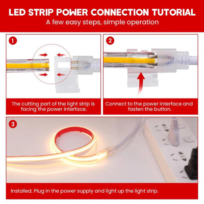 220V IP67 Waterproof COB LED Strip Light With Adhesive Tape Switch, Flexible Led Linear lighting - Lumaz