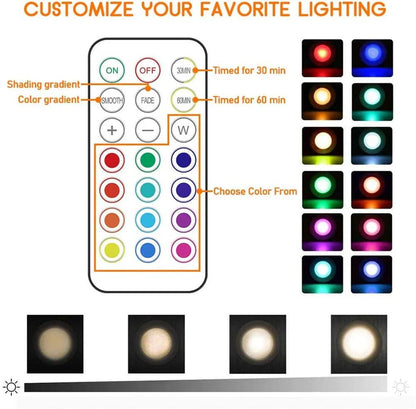 RGBW Dimmable Battery Operated Under Cabinet LED Puck Light (White 3/6Pack) - Lumaz