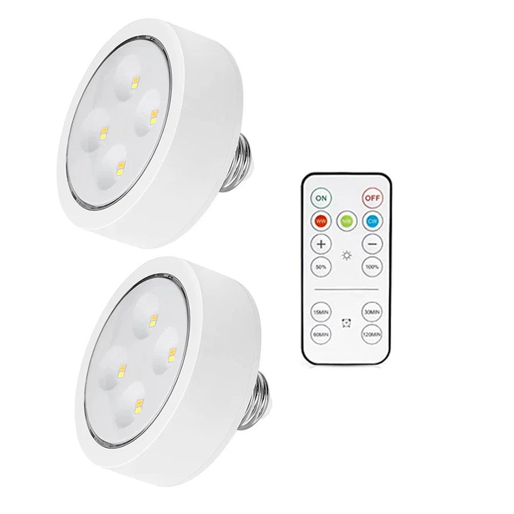 E26/E27 Base 3 Colors Remote Control Under Cabinet Led Puck Lights - Lumaz