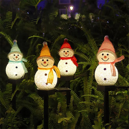 Solar Snowman Christmas Pathway Lights Outdoor Ground Stake Lights - Lumaz