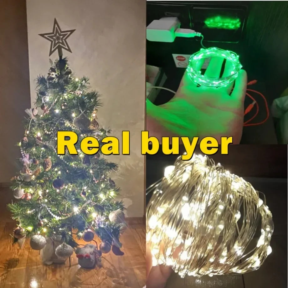 USB LED Outdoor Fairy String Lights With Copper Wire Waterproof For Holiday Lighting