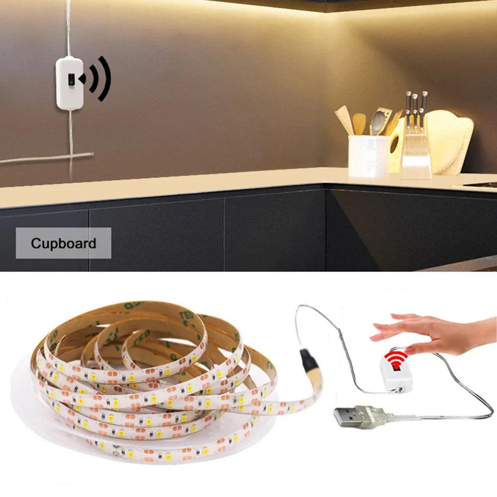 5V USB Power Touch Dimmer LED Strip Light SMD 2835 60LED Cabinet Lights - Lumaz