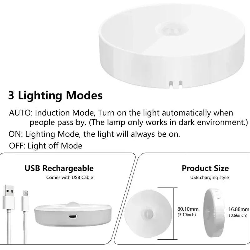 PIR Motion Sensor Battery Operated Magnet Under Cabinet LED Puck Light (White) - Lumaz