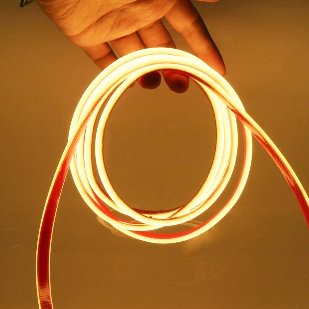 12V IP68 Waterproof COB LED Strip Light Flexible Tape 320LEDs Bright Liner Lighting RA90 - Lumaz