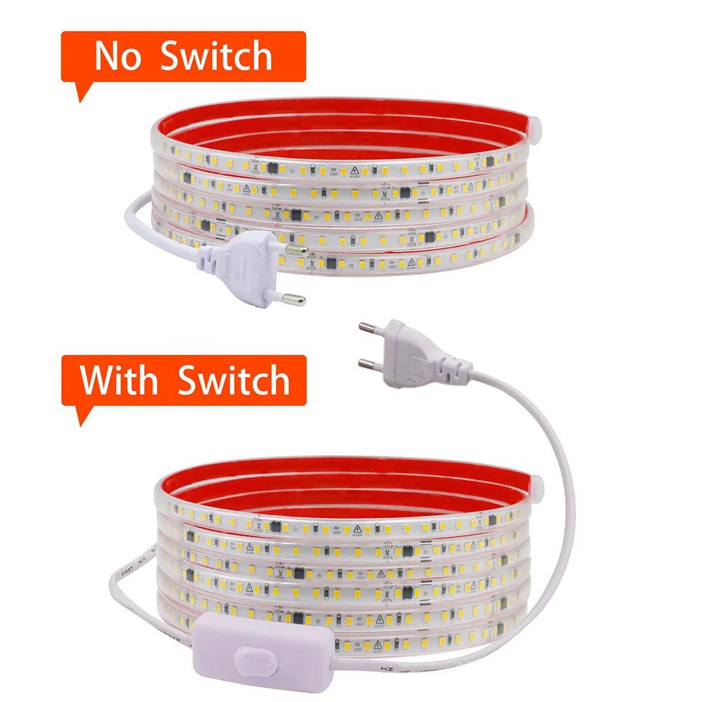 220V SMD 2835 IP65 Waterproof Flexible LED Strip Light With IC Rectifier, 120LEDs - Lumaz