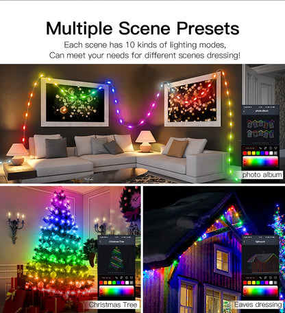 Bluetooth USB LED String Fairy Lights RGBIC Dream Color DIY Christmas Tree