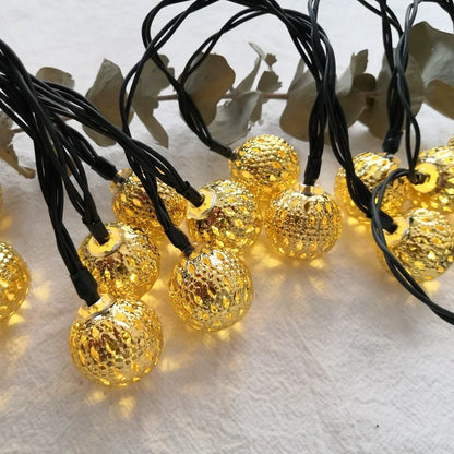 7/12m Moroccan Ball Solar String Lights, LED Globe Lantern Christmas Lights