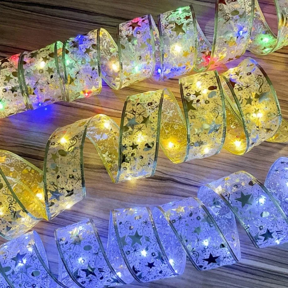 Fairy LED Christmas Lights, Christmas Ribbon Copper Wire Lights With Battery Powered