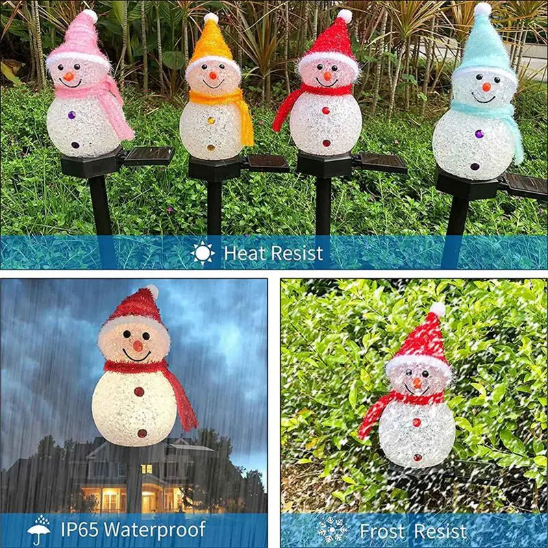 Solar Snowman Christmas Pathway Lights Outdoor Ground Stake Lights - Lumaz