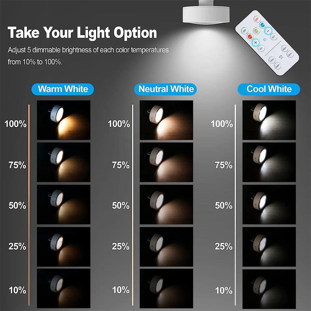 E26/E27 Base 3 Colors Remote Control Under Cabinet Led Puck Lights - Lumaz