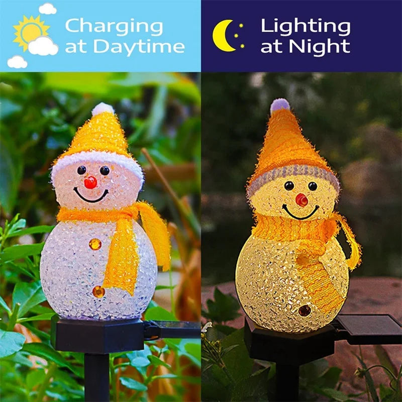 Solar Snowman Christmas Pathway Lights Outdoor Ground Stake Lights - Lumaz