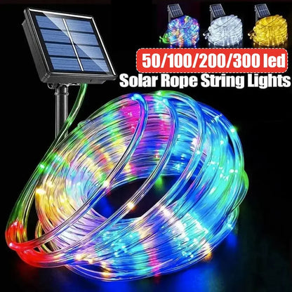 Solar Outdoor Tube Rope Lights, LED Fairy String Lights For Garden Christmas Decoration