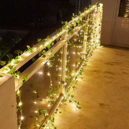 Maple Leaf Solar Outdoor String Lights, Garland Fairy Lights For Christmas Garden Decor