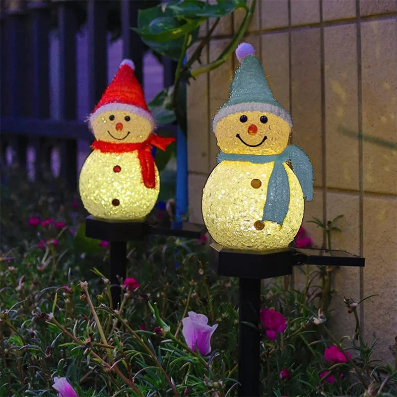 Solar Snowman Christmas Pathway Lights Outdoor Ground Stake Lights - Lumaz