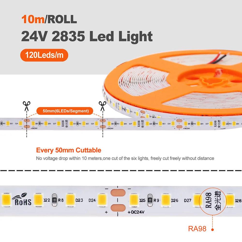 24V SMD 2835 LED Strip Light With Color Temp 2700K-6000K - Lumaz