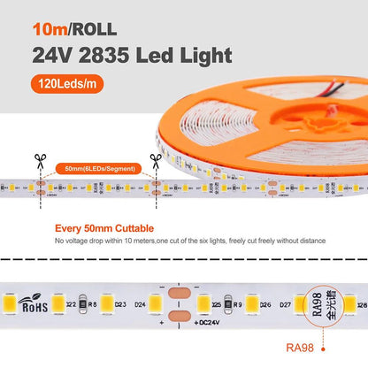 24V SMD 2835 LED Strip Light With Color Temp 2700K-6000K - Lumaz