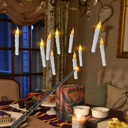 Flameless Floating Candles With Wand Halloween Decoration Hanging Candles 12pcs