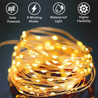 LED Solar String Light Outdoor Fairy String Lights Waterproof