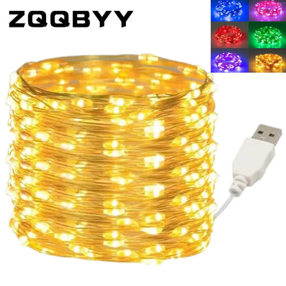 USB LED Outdoor Fairy String Lights With Copper Wire Waterproof For Holiday Lighting