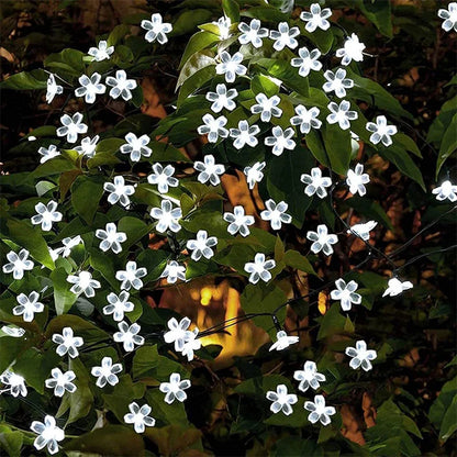 Solar Outdoor Simulation Flower String Lights, Waterproof LED Christmas Lights